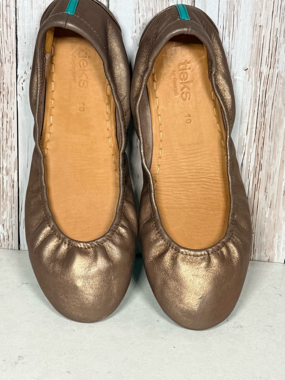 Tieks by Gavrieli Ballet Flats Womens 10 Metallic Bronze Gold Italian Leather